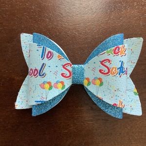 Back to School blue hair bow | celebrate | blue glitter | barrette new fall fun